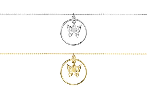 Collar plata 925 circulo con mariposa