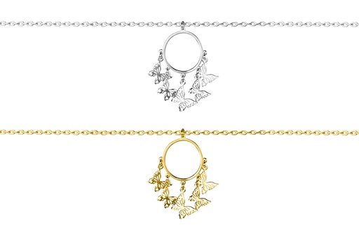 Collar plata 925 circulo con cinco mariposas