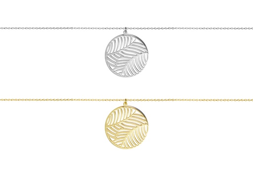 Collar plata 925 circulo hojas