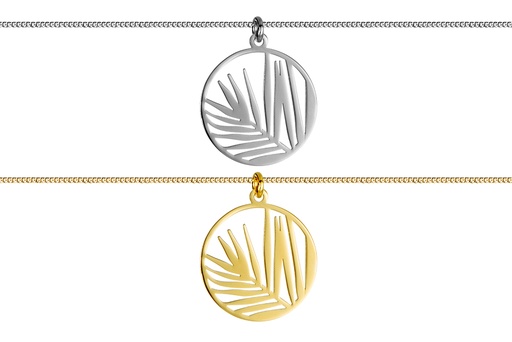 Collar plata 925 circulo hoja