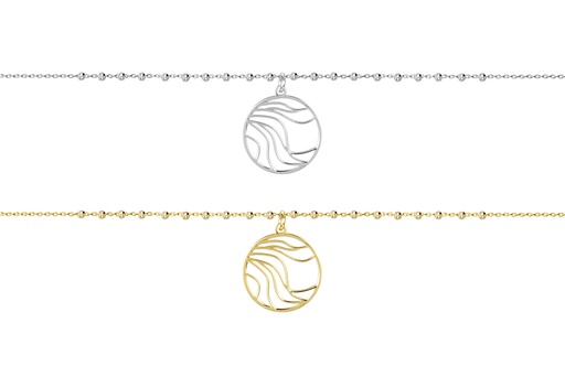 Collar plata 925 cadena bolas con circulo