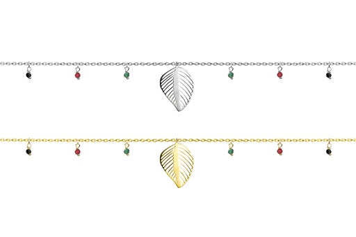 Sterling silver leaf mix stones necklace