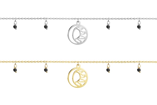 Sterling silver sun & moon stone necklace