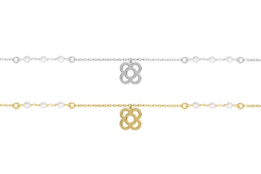 Sterling silver barcelona flower with six pearls necklace