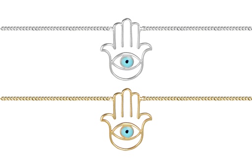 Sterling silver hand of fatima & turkish eye necklace