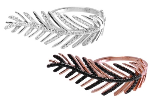 Anillo plata 925 pluma cz 