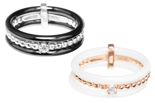 Silver 925 ceramic ring cz