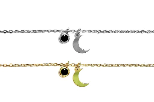 Sterling silver moon & 4mm zirconia necklace