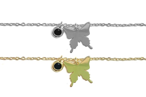 Sterling silver butterfly & cz necklace