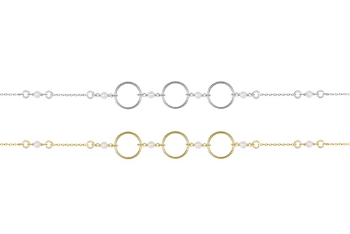 Sterling silver 12mm circles & 3mm pearls necklace