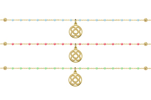 Sterling silver 10mm barcelona flower enamel necklace