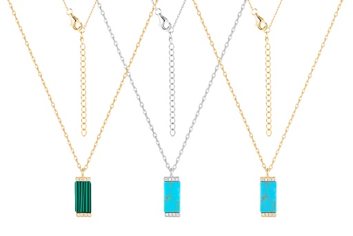 Sterling silver stone & zirconia necklace