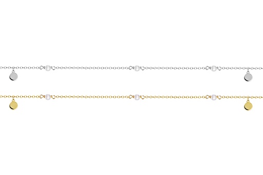 Collar plata 925 mini placa 5mm y perla 4mm