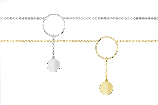 Collar plata 925 aro con cadena y placa 10mm