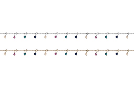 Collar plata 925 cadena bolas con piedras