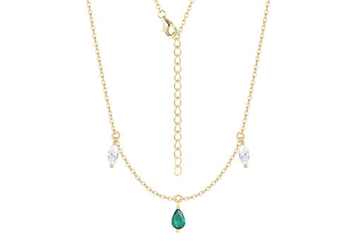 [16642N38E5ZBLESDO] Sterling silver three zirconias necklace