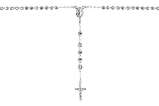 [16943N4500PL] Sterling silver 4mm beads rosary necklace