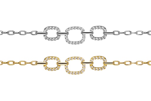 Sterling silver link chain zirconia necklace