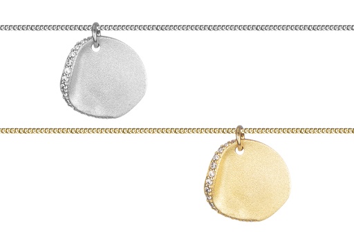 Sterling silver irregular shape zirconia 14x15mm necklace