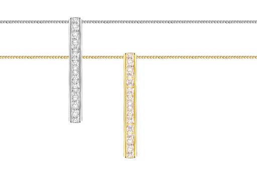 Sterling silver zirconia bar 27x3mm necklace