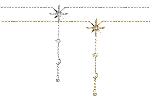 Sterling silver zirconia compass rose necklace