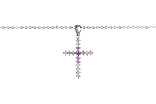 [17076N40E5ZBLRORD] Sterling silver zirconia cross necklace