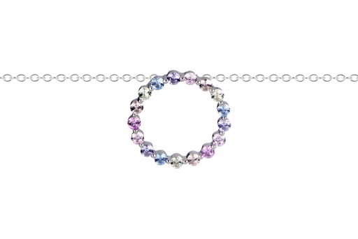 [17077N38E5ZMXRD] Sterling silver zirconia mix circle necklace