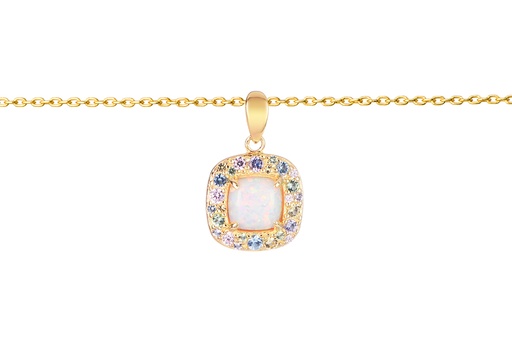 [17093N38E5RWODO] Collr plata 925 con zirconitas y opalo blanco