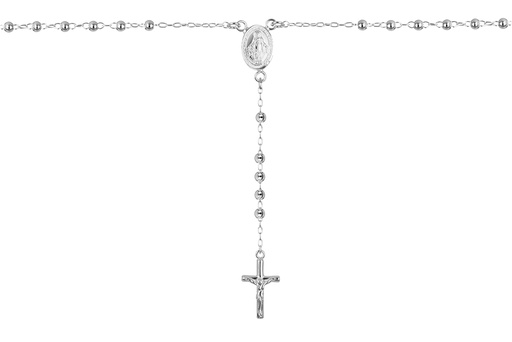 [17128N5500PL] Collar plata 925 rosario bola 3mm cruz 23x13mm