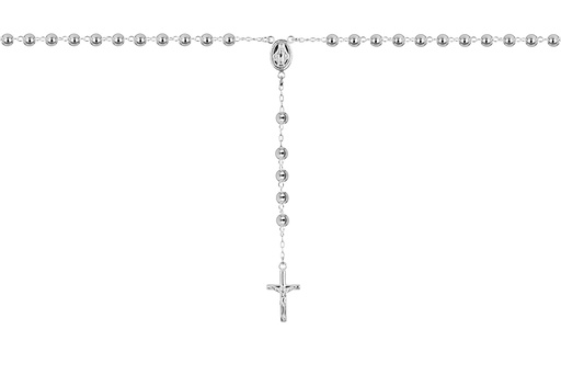[17129N5500PL] Sterling silver rosary 4mm bead necklace