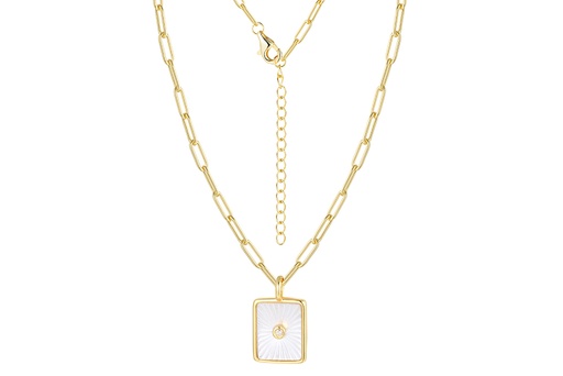 [17132N38E5NBLDO] Sterling silver link chain 12x10mm rectangular tag necklace