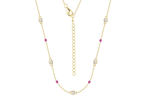 [17143N38E5ZBLDO] Sterling silver zirconia & enamel necklace