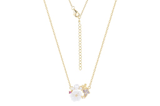[17146N38E5NBLDO] Sterling silver mop flower & mix zirconia necklace