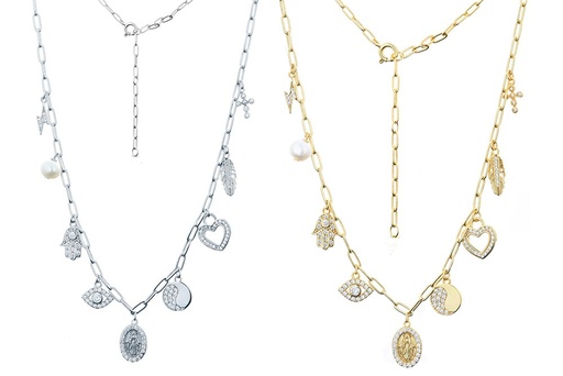 Sterling silver 8 symbol charms necklace