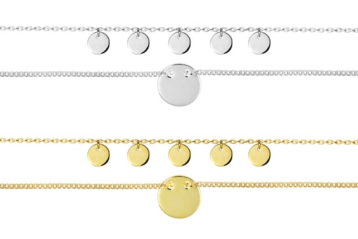 Collar plata 925 doble cadena placas