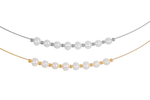 Sterling silver 5.6.5mm freshwater cultured pearl omega chain