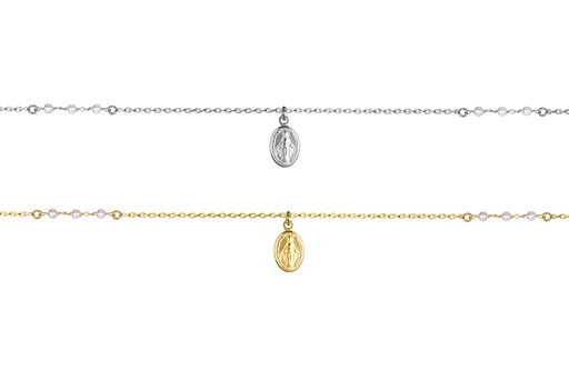 Sterling silver pearls & virgin necklace