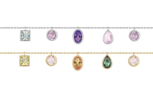 Sterling silver mix shapes zirconia necklace