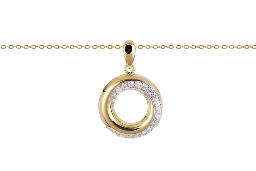 [17620N40E5ZBLDO] Sterling silver zirconia circle necklace