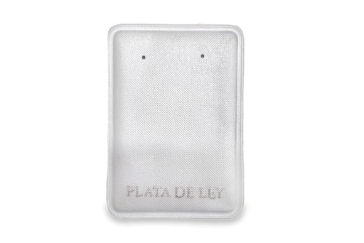 [17640D] Tacos de plasti/seda impreso "plata de  ley" 50 x 35mm