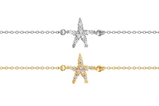 Sterling silver zirconia starfish necklace