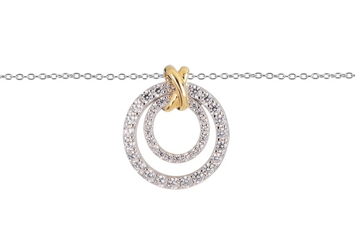 [17678N40E5RDDO] Collar plata 925 dos circulos bicolor con zirconitas
