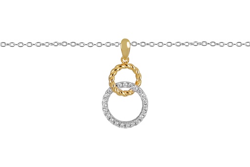 [17684N40E5ZBLRDDO] Collar plata 925 dos circulos bicolor con zirconitas