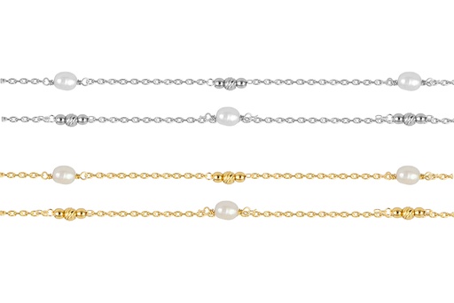 Sterling silver necklace with 3mm beads and 4mm pearls