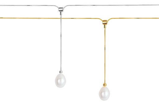 Sterling silver lariat with 12x10mm pearl necklace