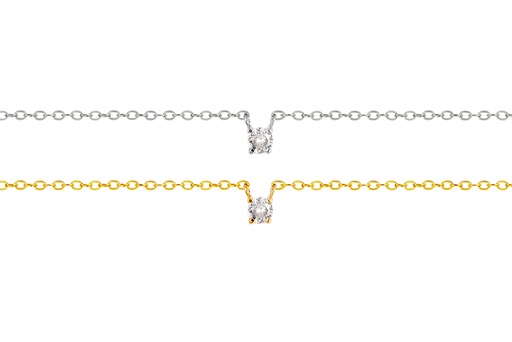 Sterling silver forzada chain 030 necklace with 3mm solitaire
