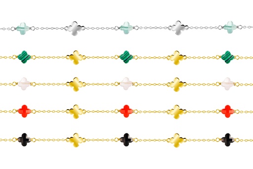 Sterling silver 6x6 stones flowers necklace