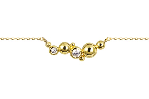 [18154N40E5ZBLDO] Sterling silver mix of semicircles with zirconia necklace