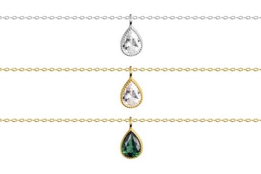 Sterling silver pear zirconia necklace