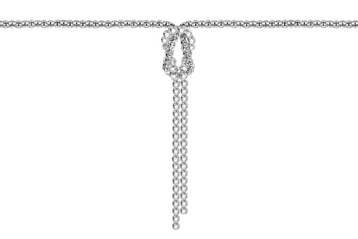 [18270N40E5ZBLRD] Sterling silver korean chain with 2mm zirconia riviere knot necklace